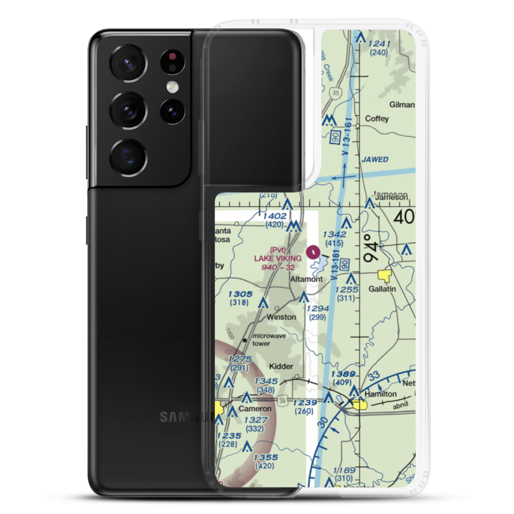 Lake Viking Airport (1MO3) VFR Sectional Samsung Case Samsung Galaxy S21 Ultra model shown