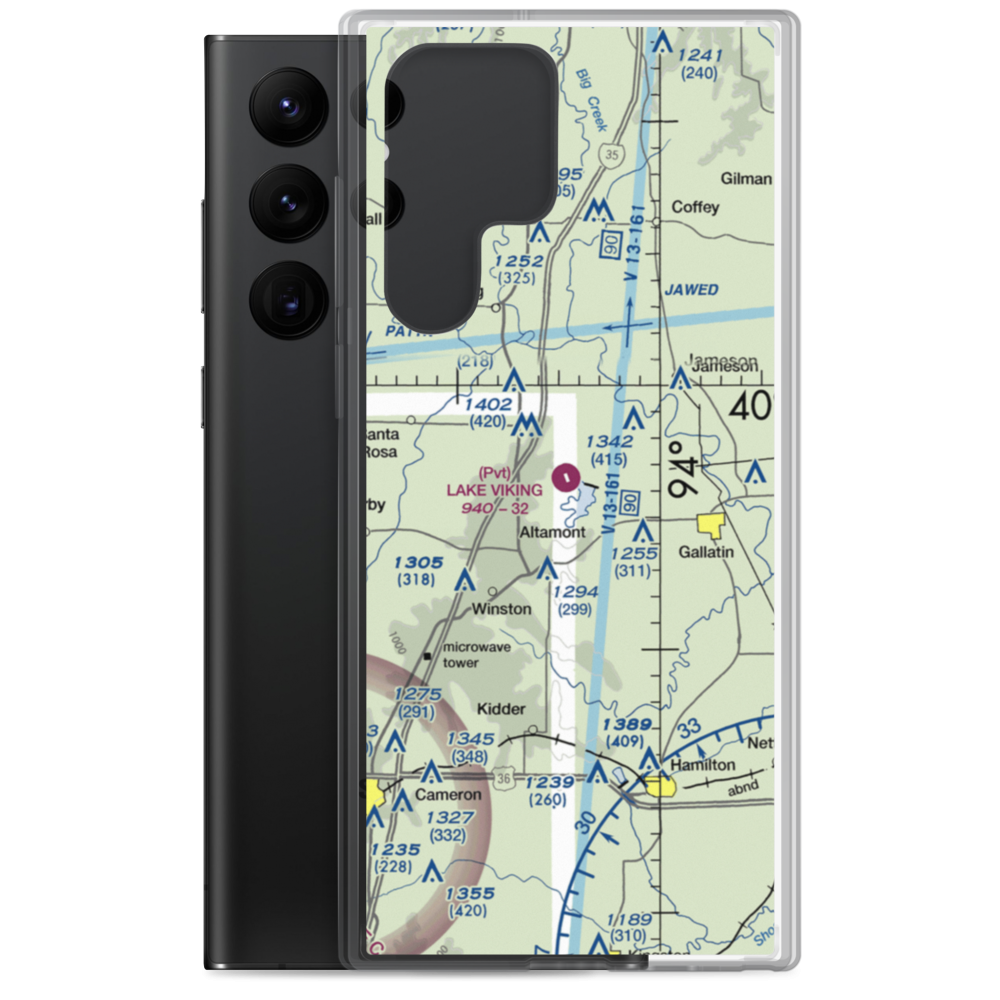 Lake Viking Airport (1MO3) VFR Sectional Samsung Case Samsung Galaxy S22 Ultra model shown