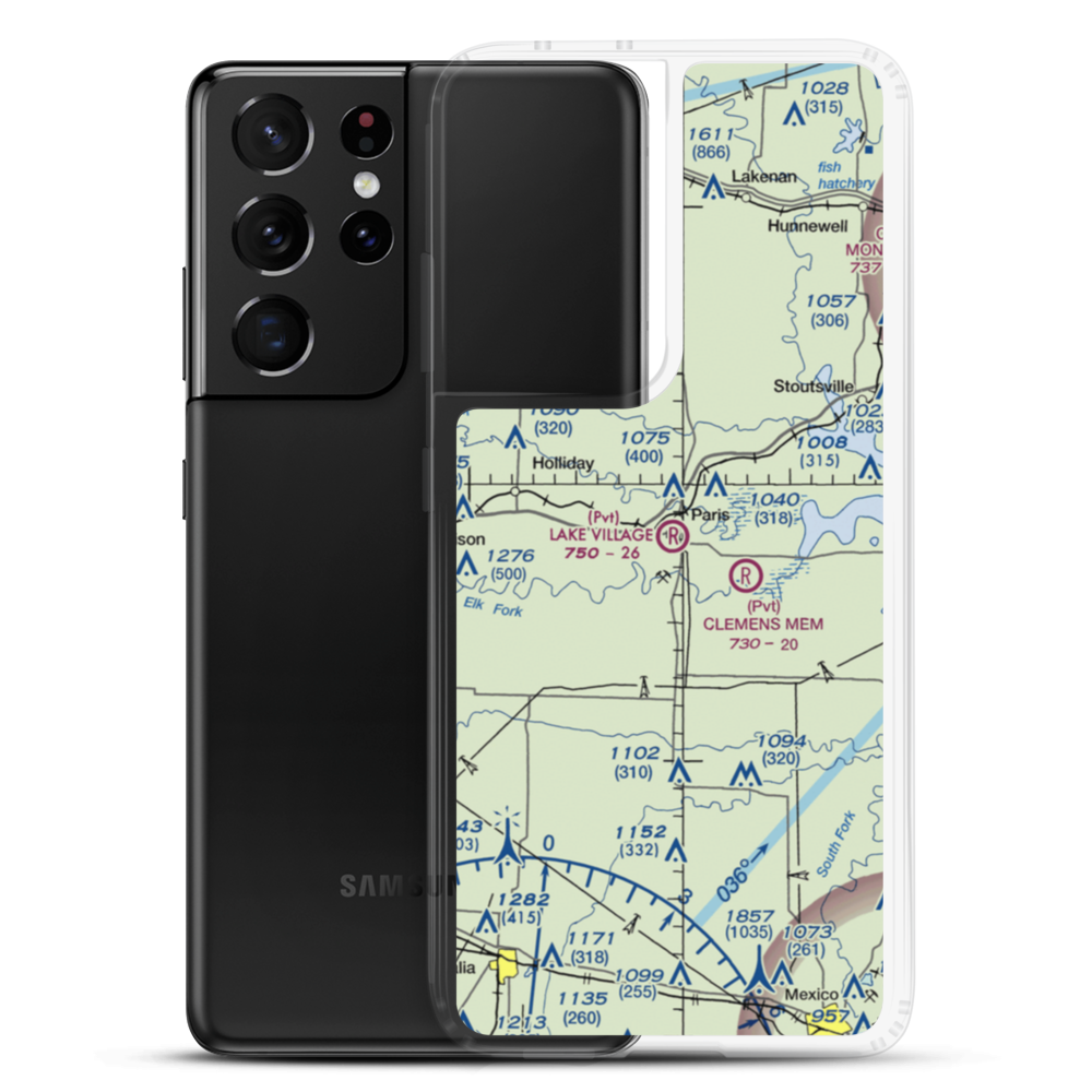 Lake Village Airport (MU40) VFR Sectional Samsung Case Samsung Galaxy S21 Ultra model shown