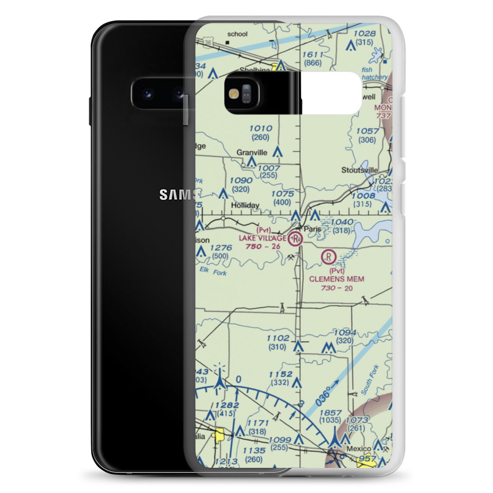 Lake Village Airport (MU40) VFR Sectional Samsung Case Samsung Galaxy S10+ model shown