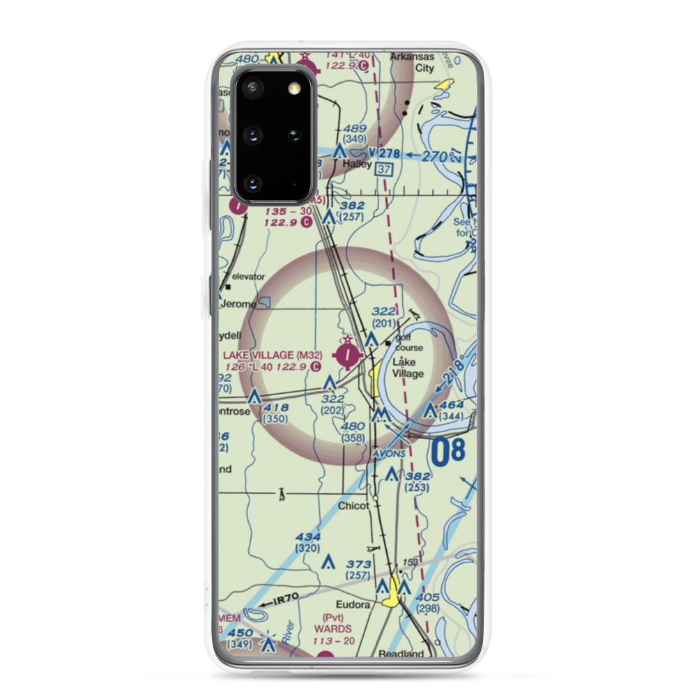 Lake Village Municipal Airport (M32) VFR Sectional Samsung Case Samsung Galaxy S20 Plus model shown