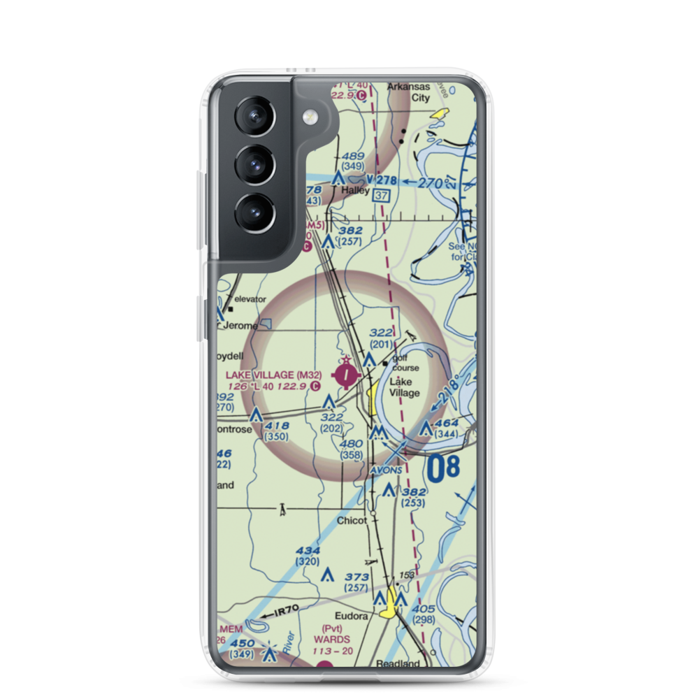 Lake Village Municipal Airport (M32) VFR Sectional Samsung Case Samsung Galaxy S21 model shown