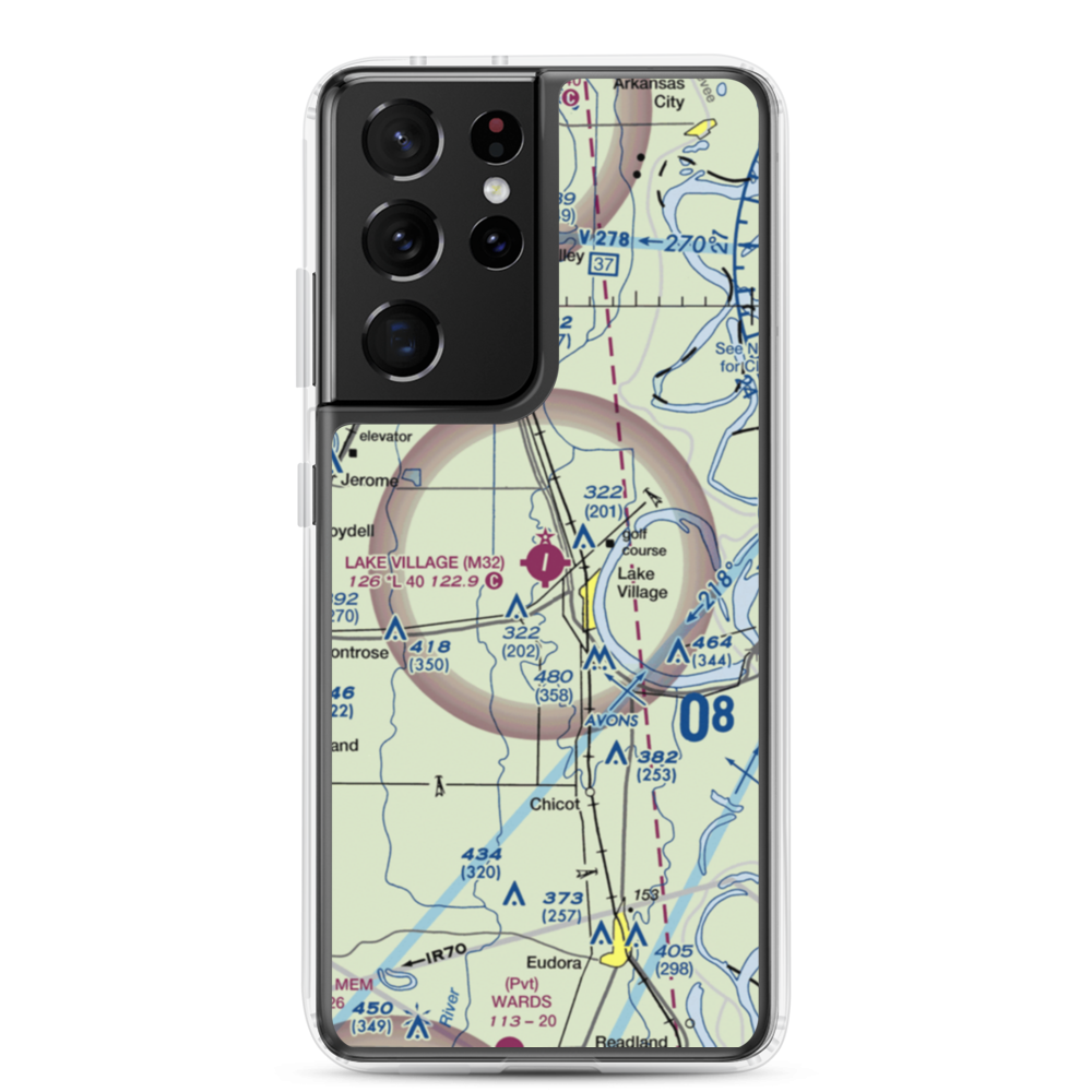 Lake Village Municipal Airport (M32) VFR Sectional Samsung Case Samsung Galaxy S21 Ultra model shown