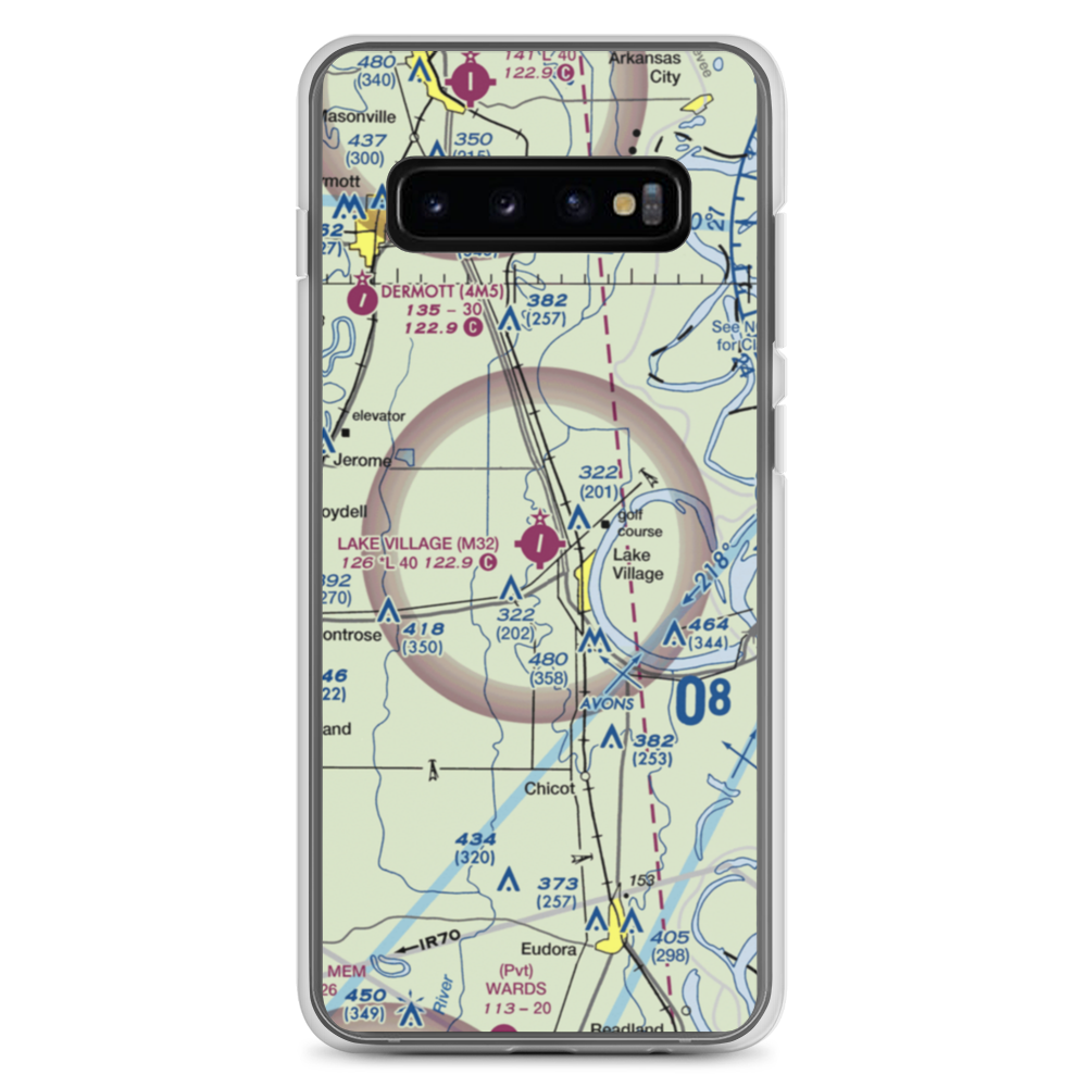 Lake Village Municipal Airport (M32) VFR Sectional Samsung Case Samsung Galaxy S10+ model shown