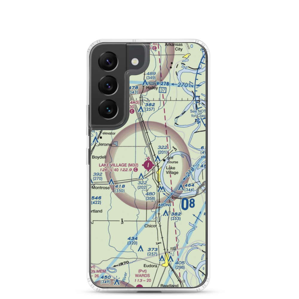 Lake Village Municipal Airport (M32) VFR Sectional Samsung Case Samsung Galaxy S22 model shown