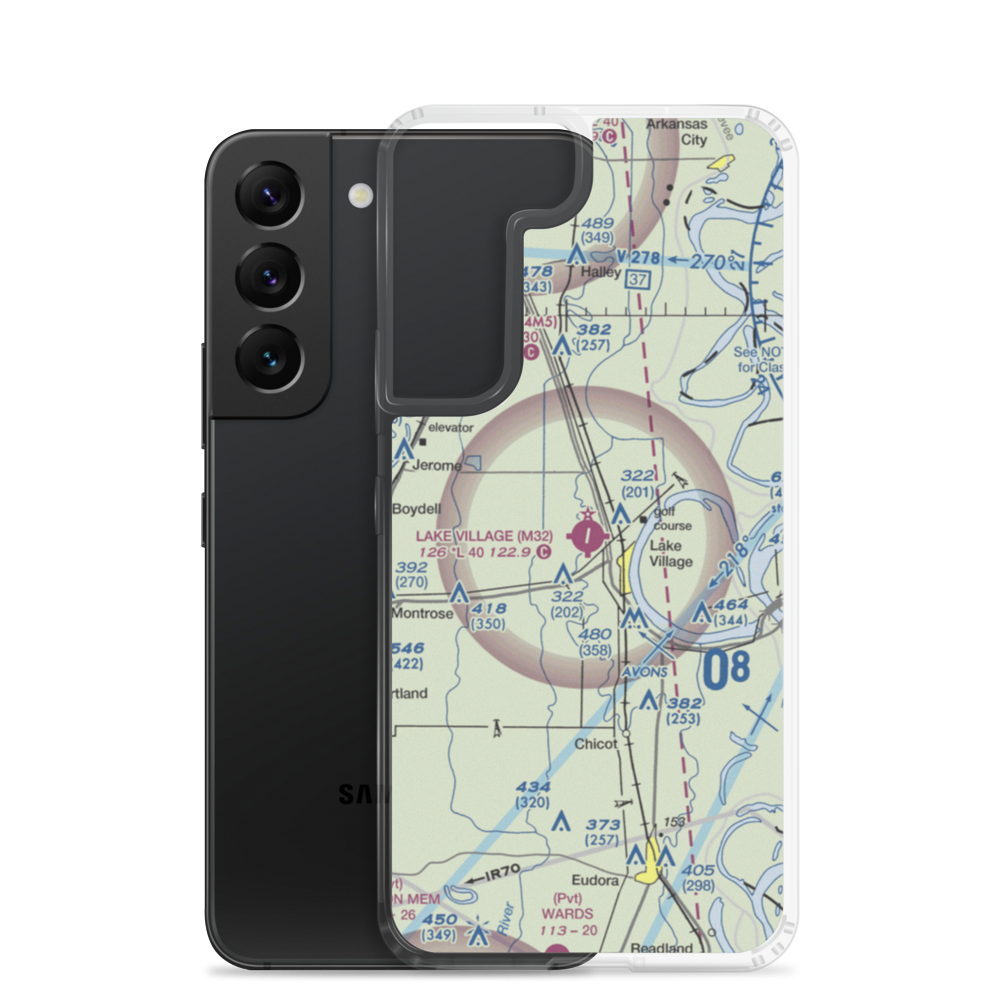Lake Village Municipal Airport (M32) VFR Sectional Samsung Case Samsung Galaxy S22 model shown