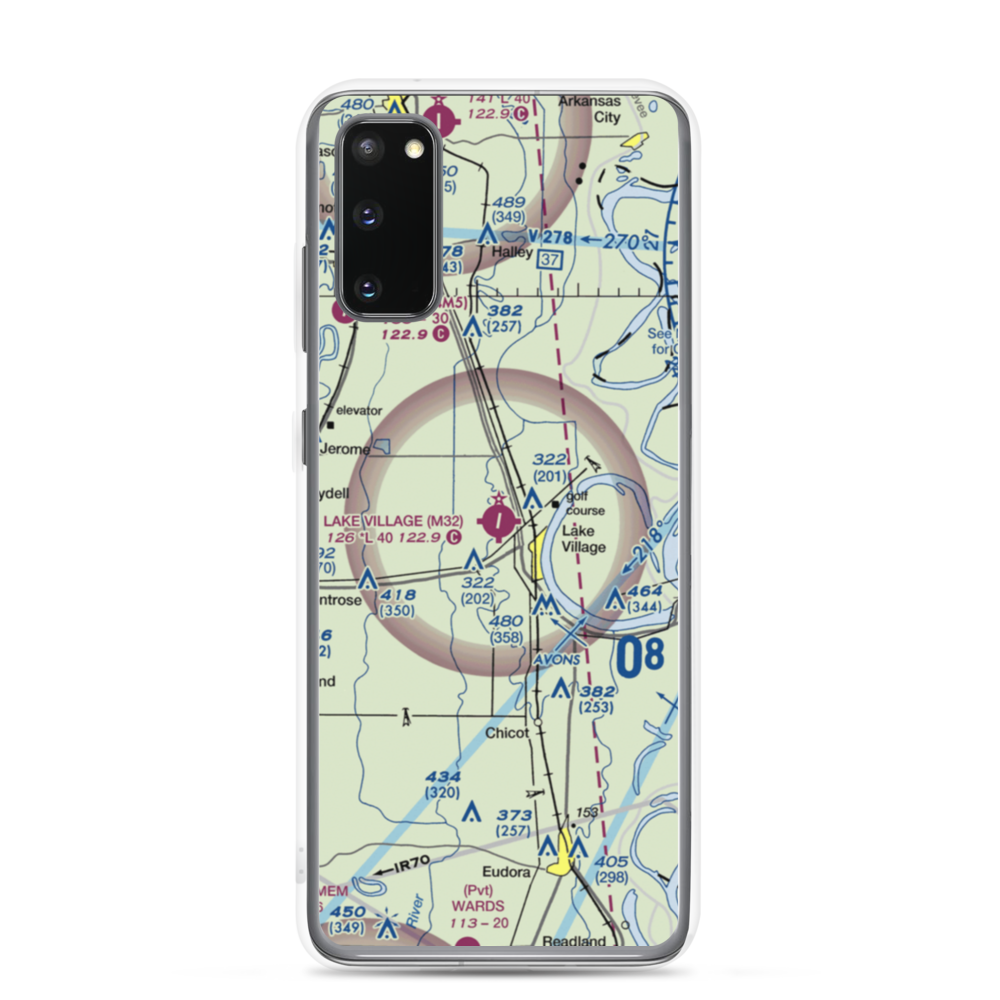 Lake Village Municipal Airport (M32) VFR Sectional Samsung Case Samsung Galaxy S20 model shown