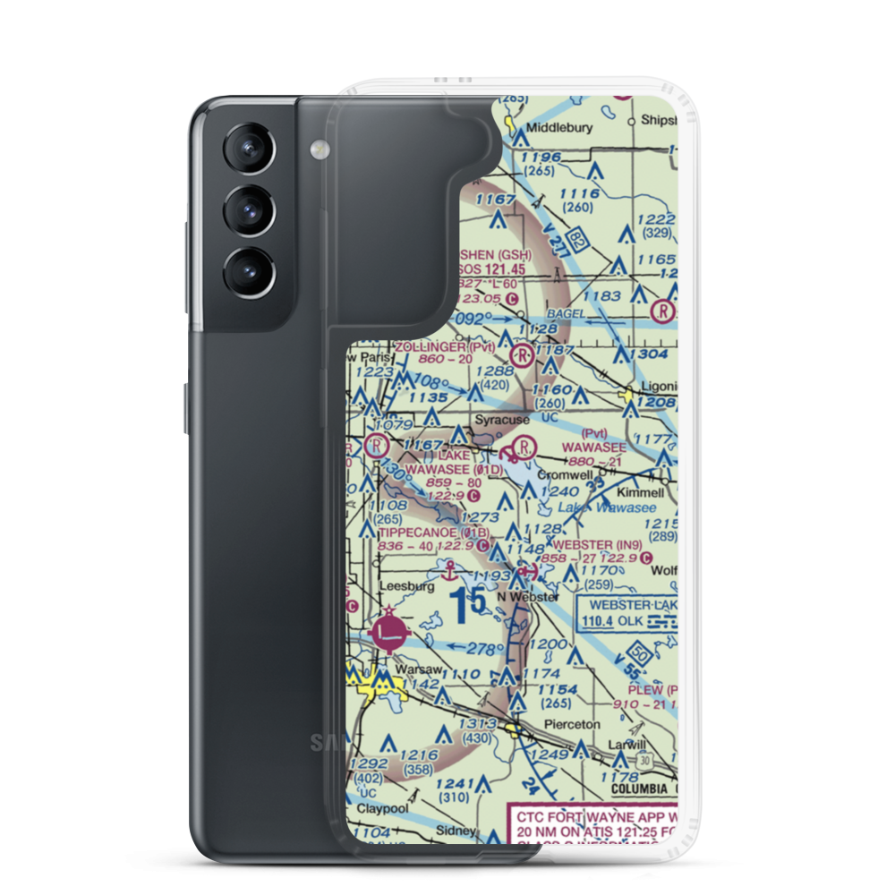 Lake Wawasee Seaplane Base (01D) VFR Sectional Samsung Case Samsung Galaxy S21 model shown