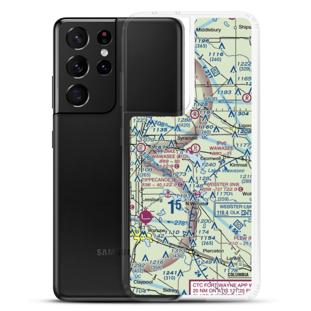 Lake Wawasee Seaplane Base (01D) VFR Sectional Samsung Case Samsung Galaxy S21 Ultra model shown