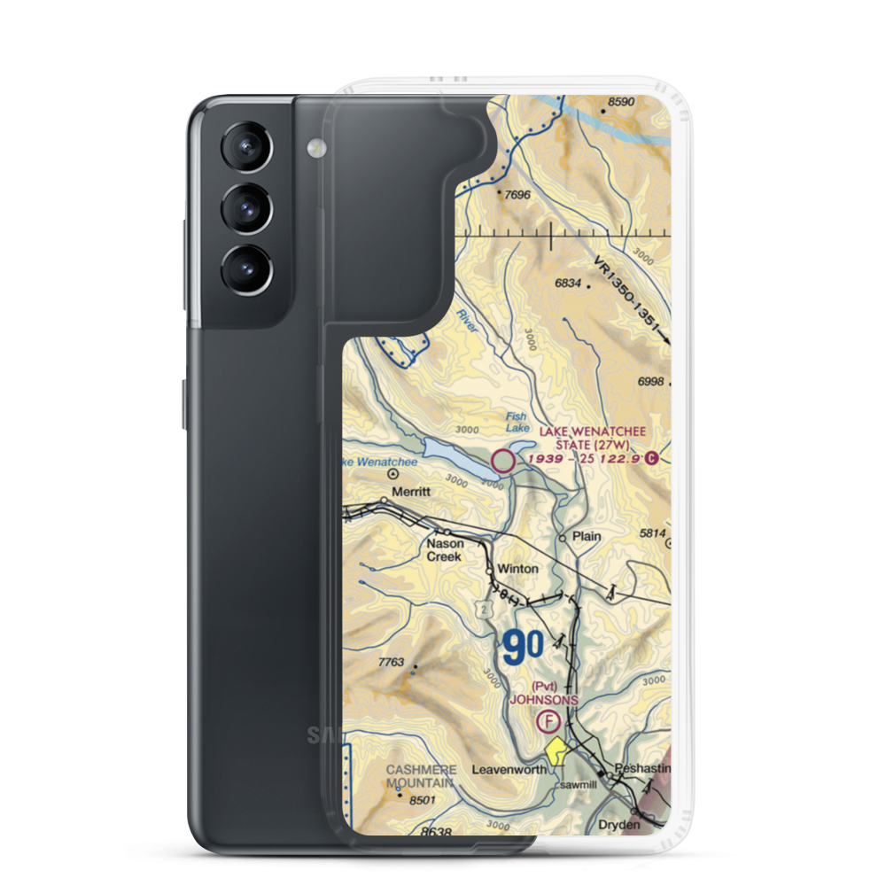 Lake Wenatchee State Airport (27W) VFR Sectional Samsung Case Samsung Galaxy S21 model shown