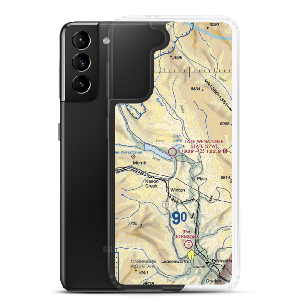 Lake Wenatchee State Airport (27W) VFR Sectional Samsung Case Samsung Galaxy S21 Plus model shown