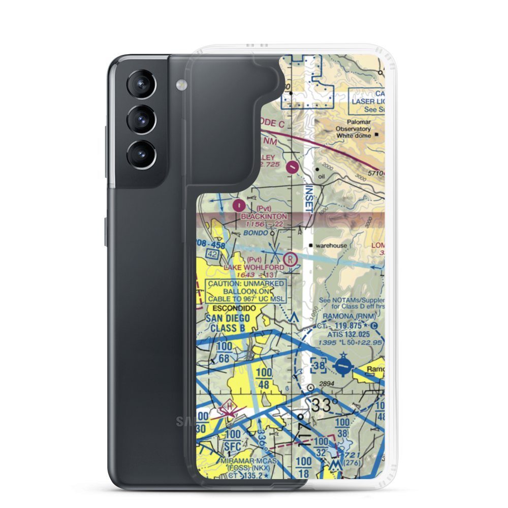 Lake Wohlford Resort Airport (8CL1) VFR Sectional Samsung Case Samsung Galaxy S21 model shown