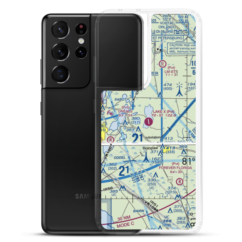 Lake X Airport (57FA) VFR Sectional Samsung Case Samsung Galaxy S21 Ultra model shown
