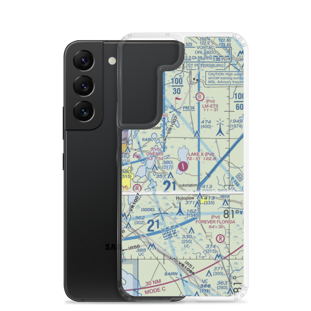 Lake X Airport (57FA) VFR Sectional Samsung Case Samsung Galaxy S22 model shown