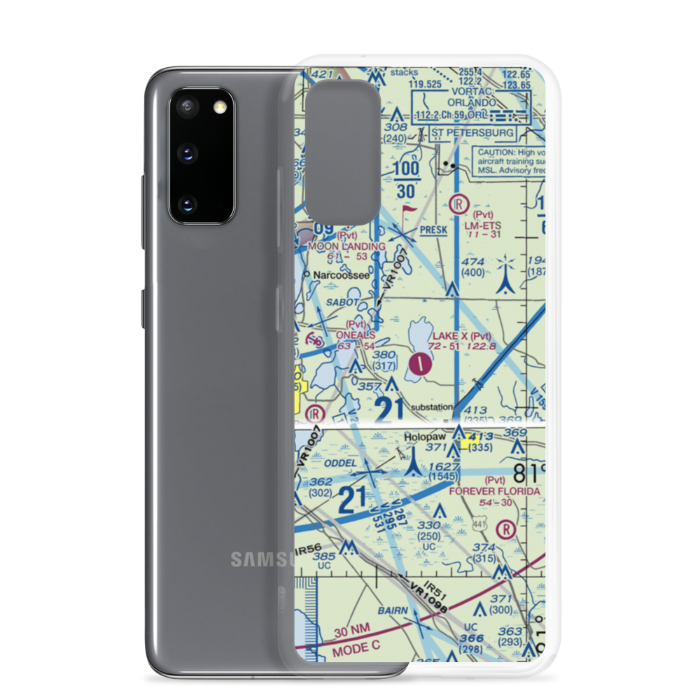 Lake X Airport (57FA) VFR Sectional Samsung Case Samsung Galaxy S20 model shown