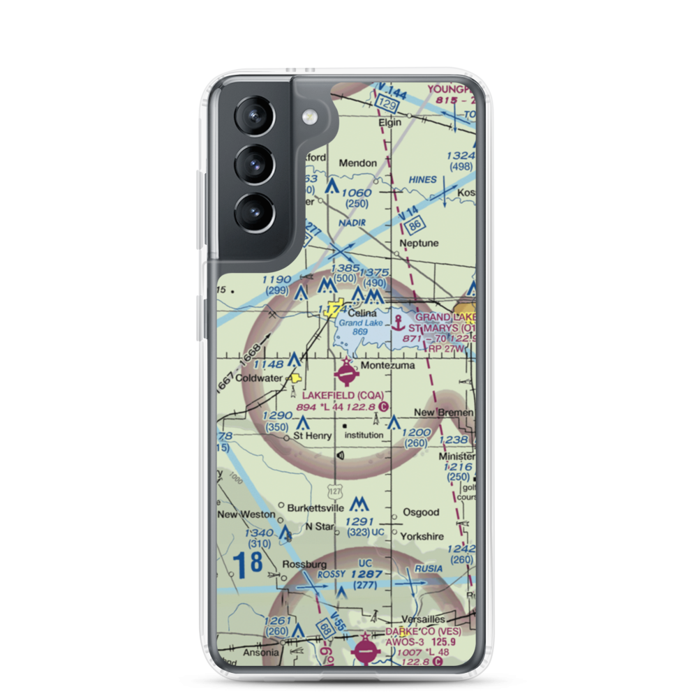 Lakefield Airport (CQA) VFR Sectional Samsung Case Samsung Galaxy S21 model shown