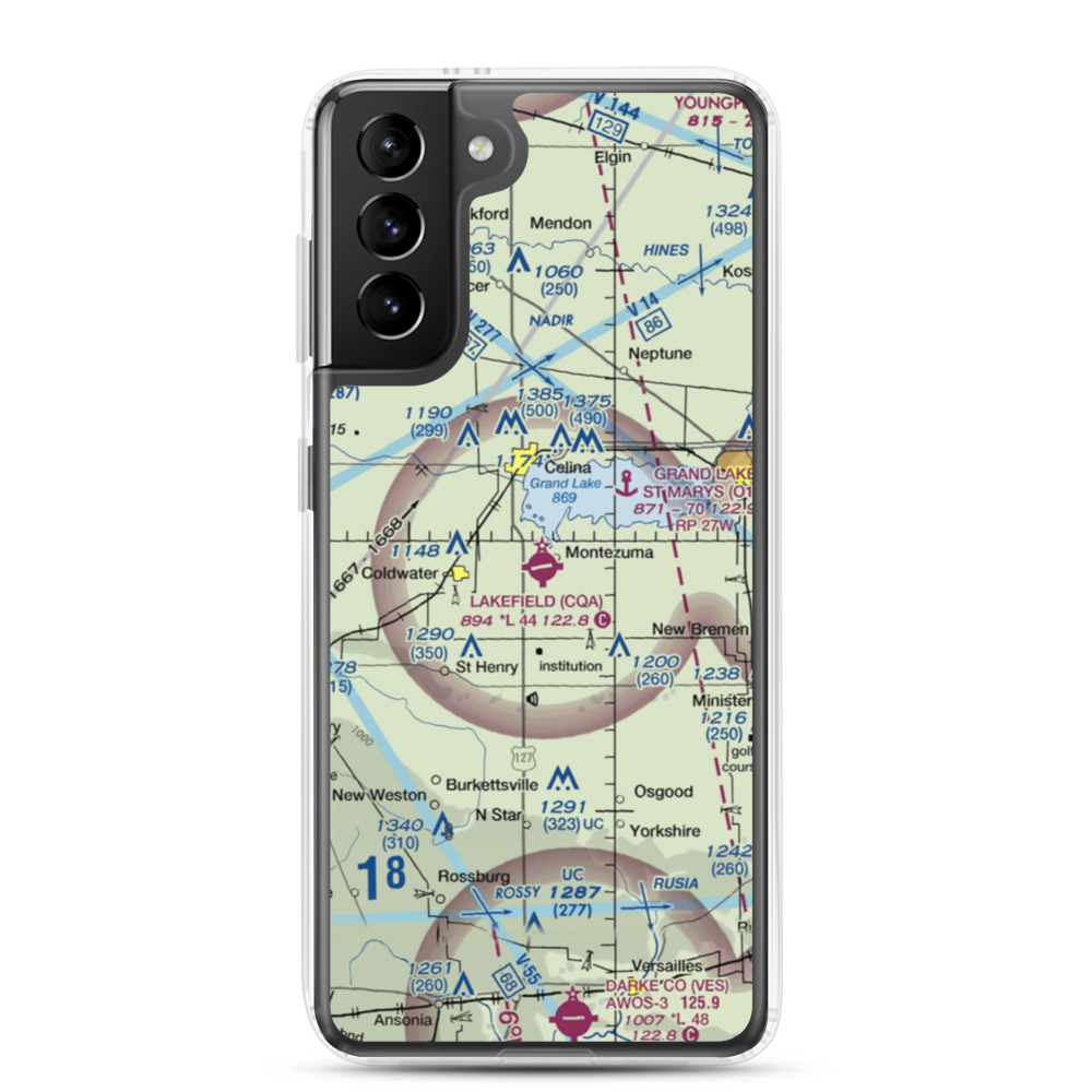 Lakefield Airport (CQA) VFR Sectional Samsung Case Samsung Galaxy S21 Plus model shown