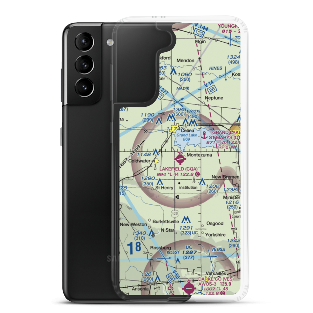 Lakefield Airport (CQA) VFR Sectional Samsung Case Samsung Galaxy S21 Plus model shown