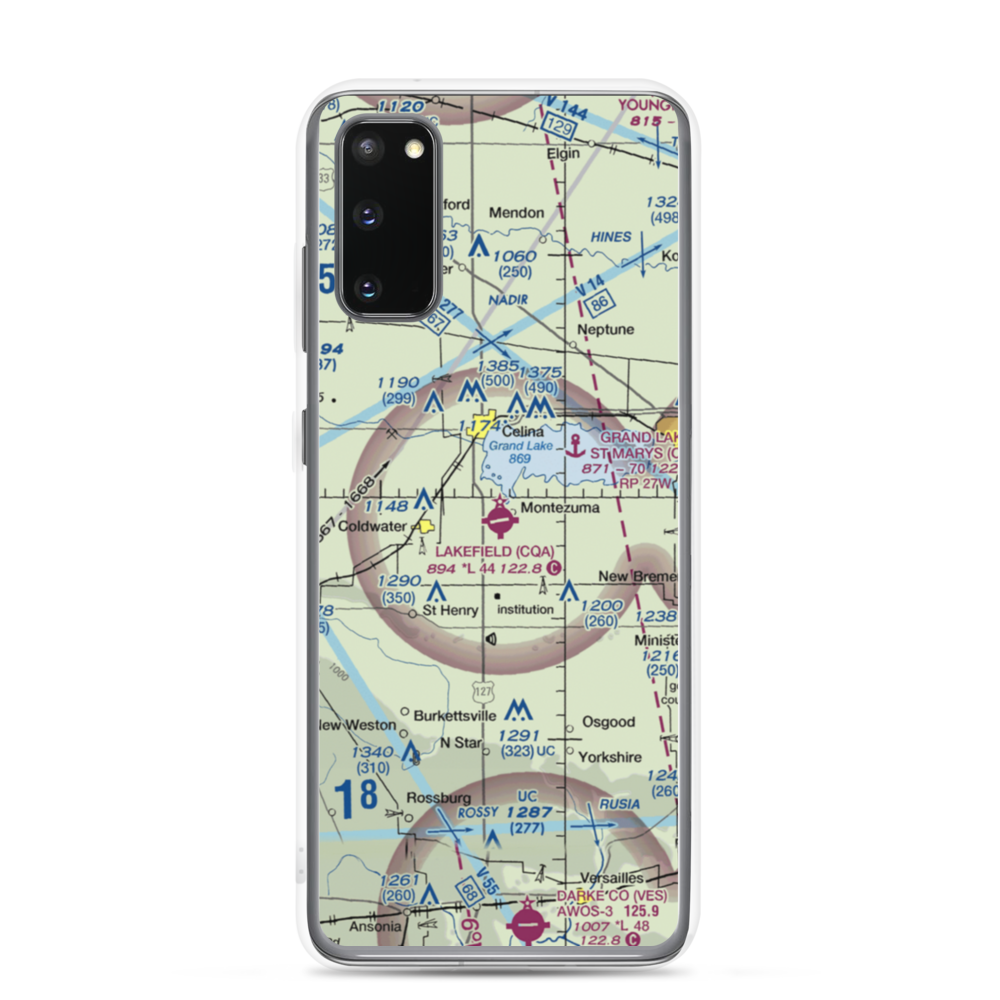 Lakefield Airport (CQA) VFR Sectional Samsung Case Samsung Galaxy S20 model shown