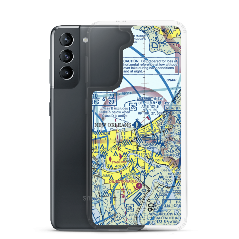 Lakefront Airport (NEW) VFR Sectional Samsung Case Samsung Galaxy S21 model shown