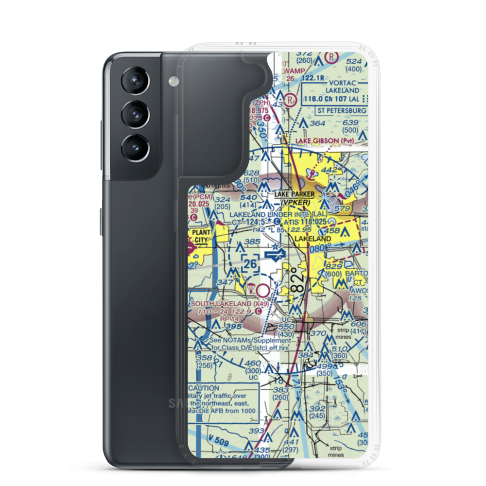 Lakeland Linder International Airport (LAL) VFR Sectional Samsung Case Samsung Galaxy S21 model shown