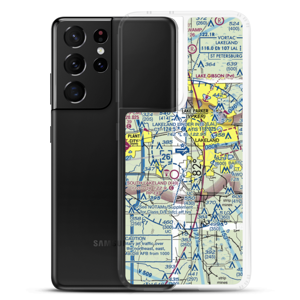 Lakeland Linder International Airport (LAL) VFR Sectional Samsung Case Samsung Galaxy S21 Ultra model shown