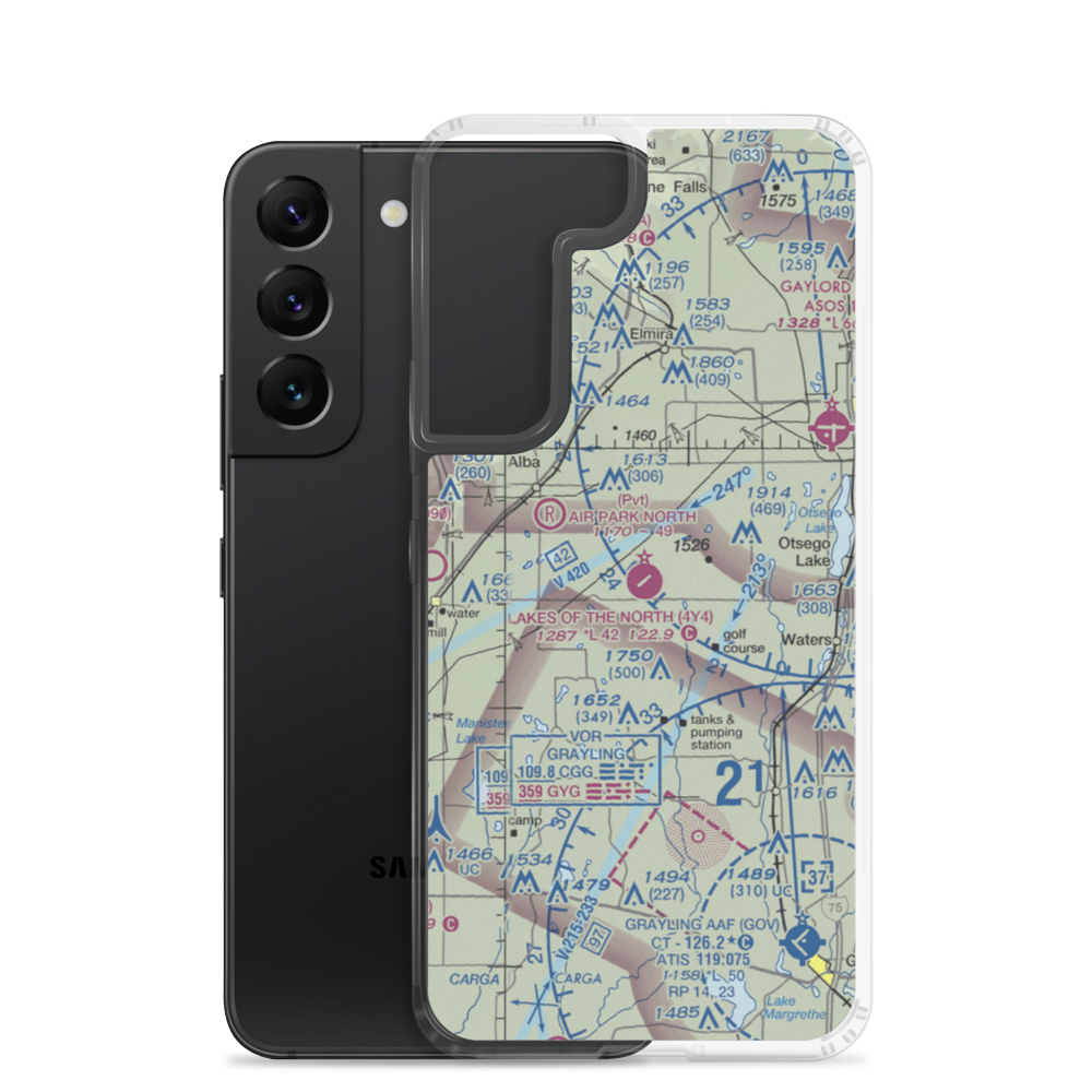 Lakes of the North Airport (4Y4) VFR Sectional Samsung Case Samsung Galaxy S22 model shown