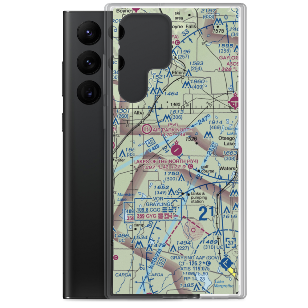 Lakes of the North Airport (4Y4) VFR Sectional Samsung Case Samsung Galaxy S22 Ultra model shown
