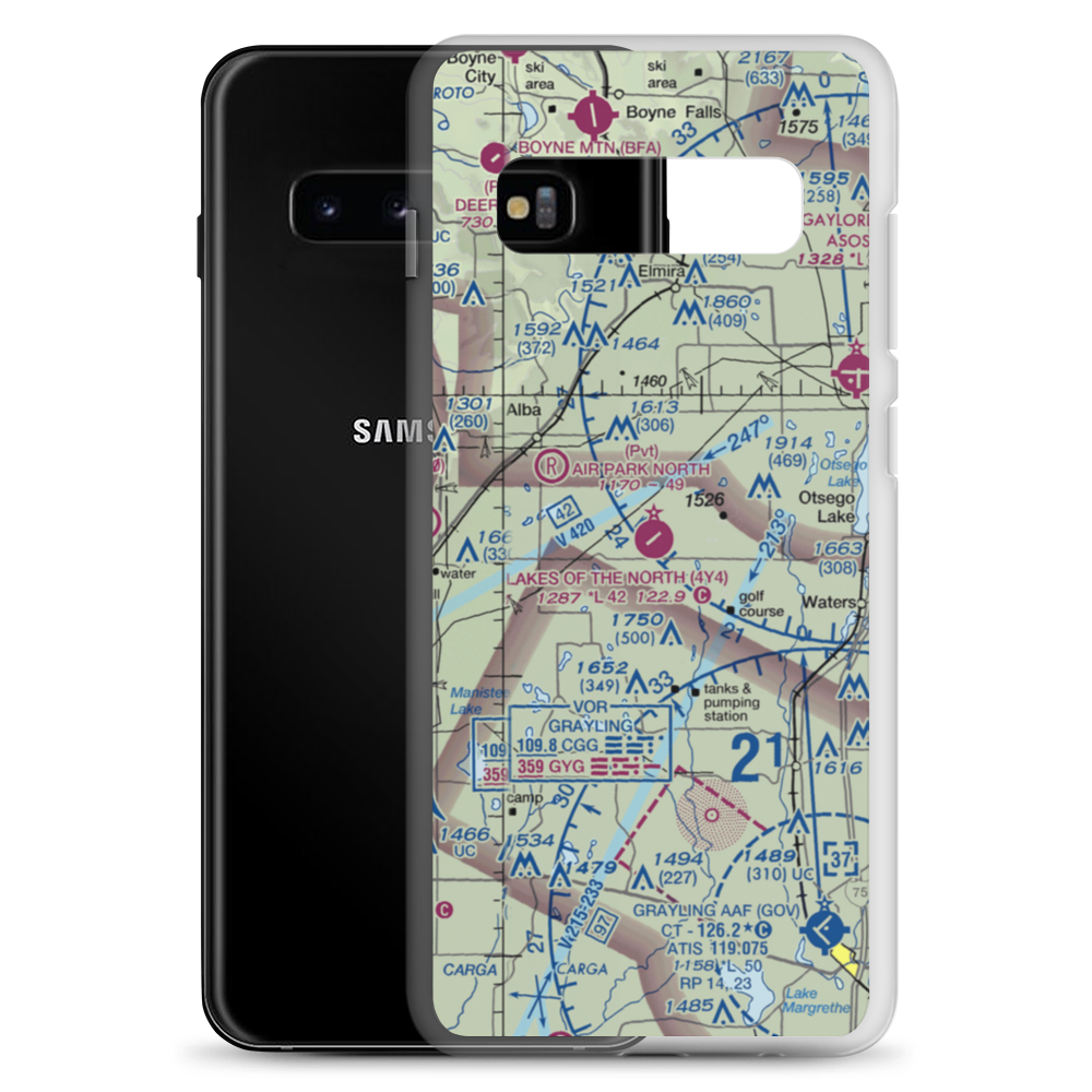 Lakes of the North Airport (4Y4) VFR Sectional Samsung Case Samsung Galaxy S10+ model shown