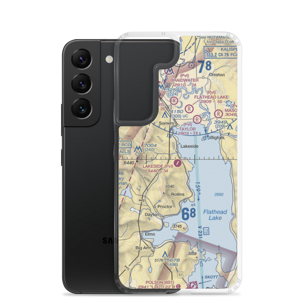 Lakeside Airport (MT03) VFR Sectional Samsung Case Samsung Galaxy S22 model shown