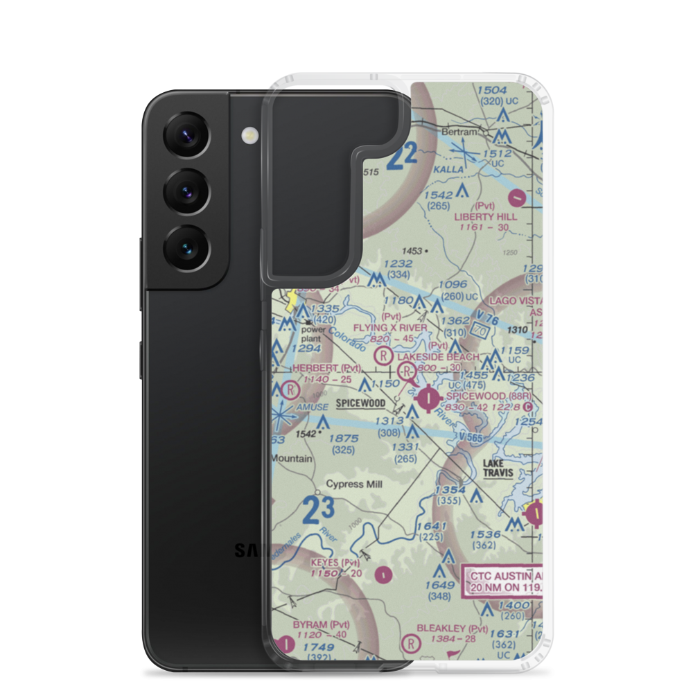 Lakeside Beach Airport (0XS6) VFR Sectional Samsung Case Samsung Galaxy S22 model shown