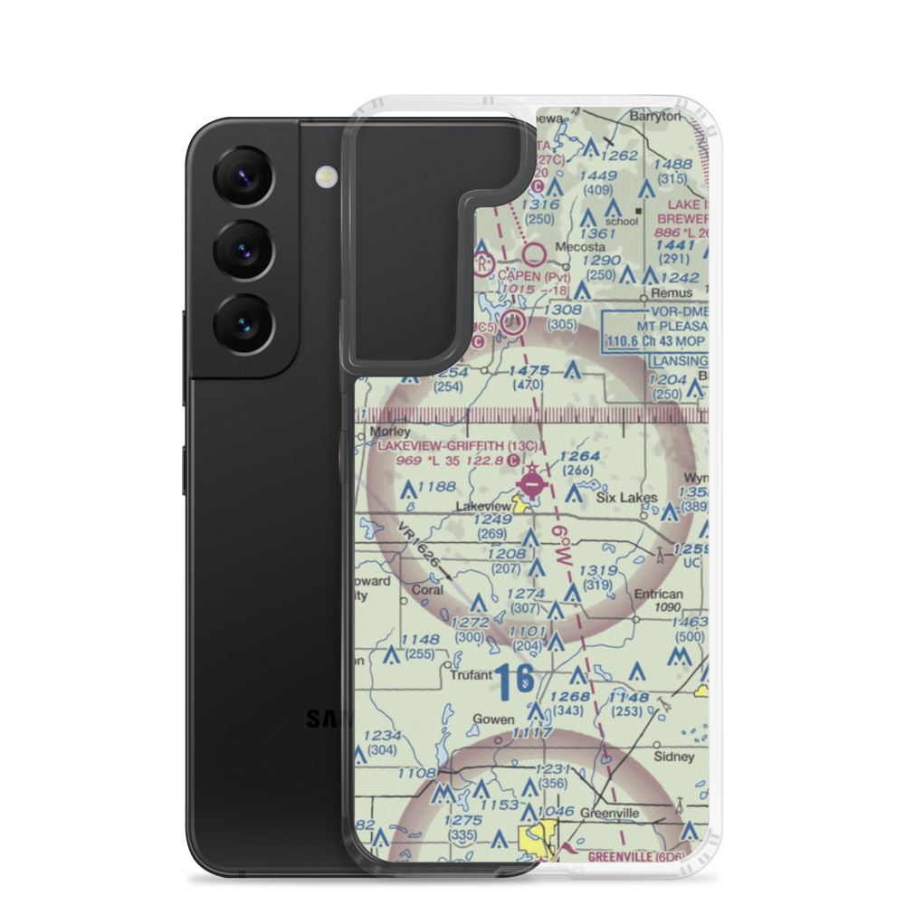Lakeview-Airport-Griffith Field (13C) VFR Sectional Samsung Case Samsung Galaxy S22 model shown