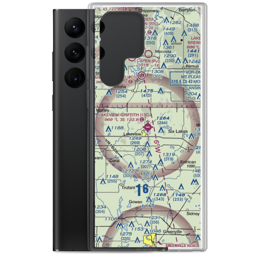 Lakeview-Airport-Griffith Field (13C) VFR Sectional Samsung Case Samsung Galaxy S22 Ultra model shown