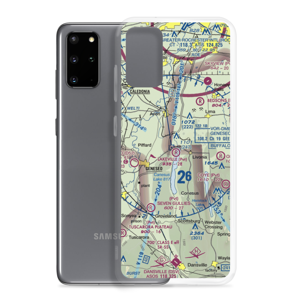 Lakeville Airport (NY15) VFR Sectional Samsung Case Samsung Galaxy S20 Plus model shown