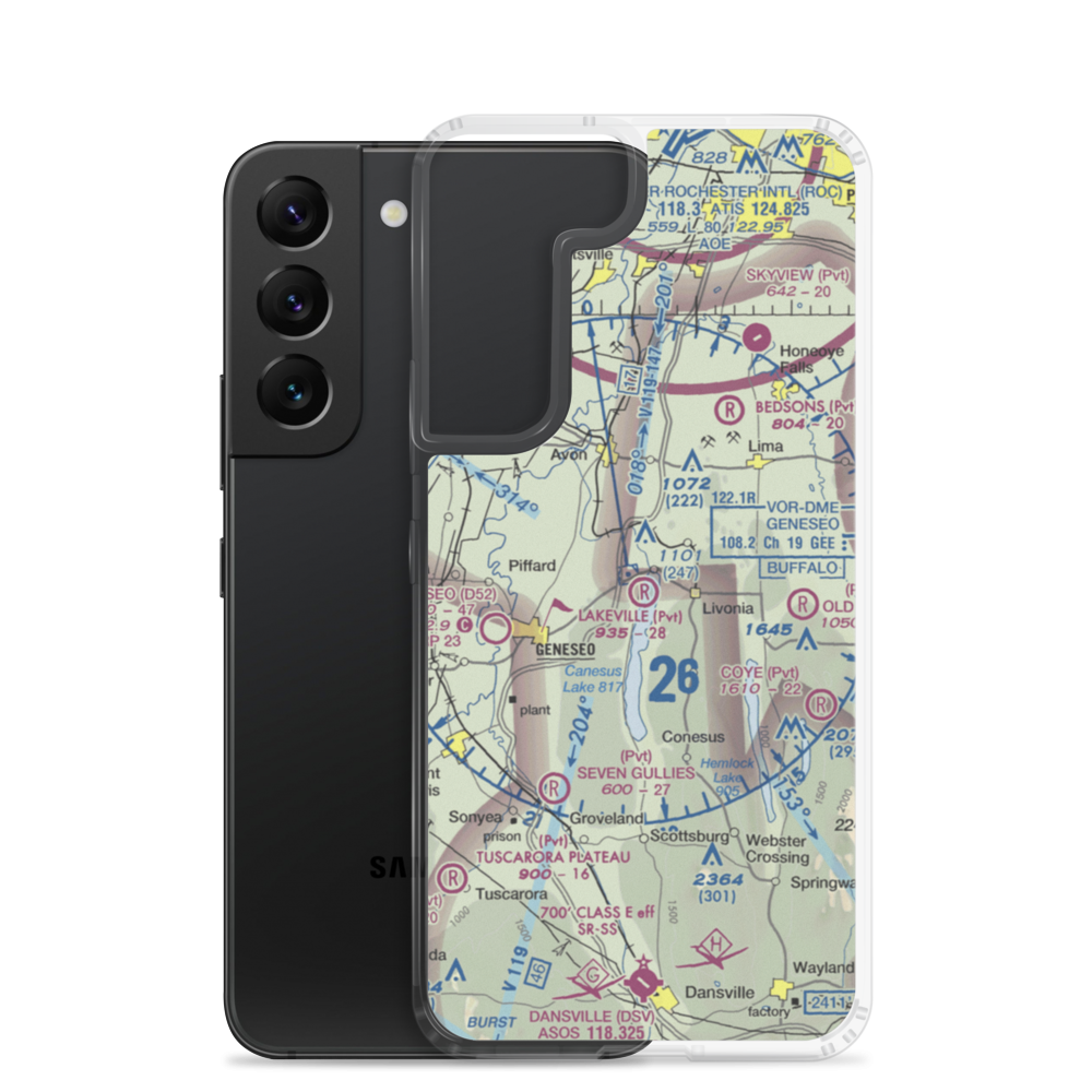 Lakeville Airport (NY15) VFR Sectional Samsung Case Samsung Galaxy S22 model shown