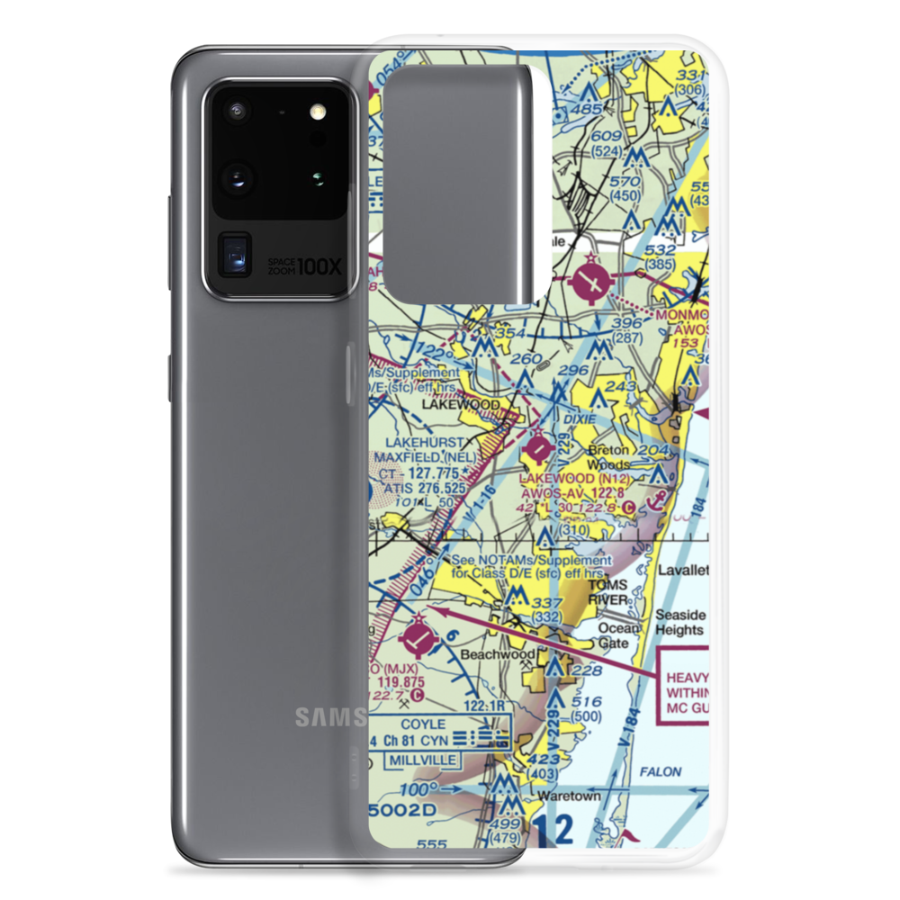 Lakewood Airport (N12) VFR Sectional Samsung Case Samsung Galaxy S20 Ultra model shown