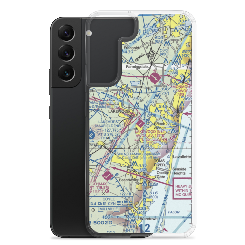 Lakewood Airport (N12) VFR Sectional Samsung Case Samsung Galaxy S22 Plus model shown