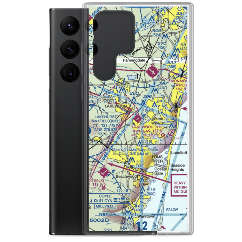 Lakewood Airport (N12) VFR Sectional Samsung Case Samsung Galaxy S22 Ultra model shown
