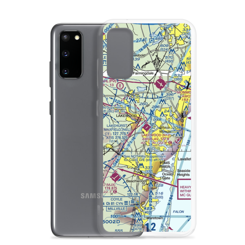 Lakewood Airport (N12) VFR Sectional Samsung Case Samsung Galaxy S20 model shown