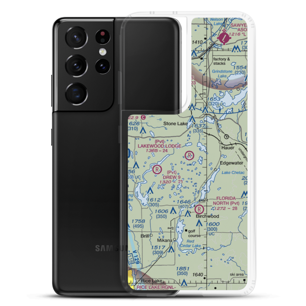 Lakewood Lodge Airport (14WS) VFR Sectional Samsung Case Samsung Galaxy S21 Ultra model shown