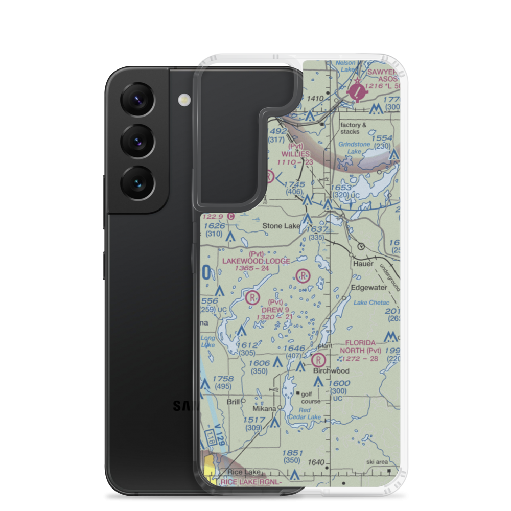 Lakewood Lodge Airport (14WS) VFR Sectional Samsung Case Samsung Galaxy S22 model shown