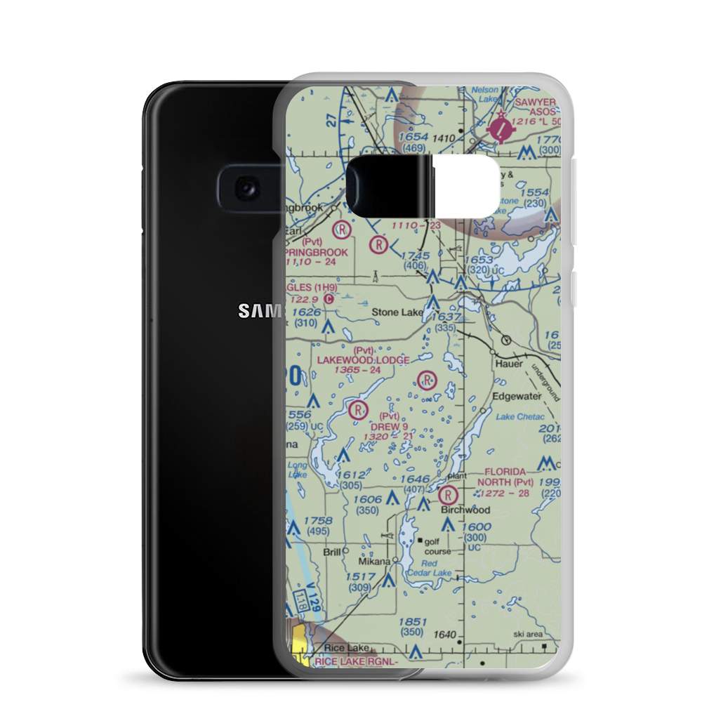 Lakewood Lodge Airport (14WS) VFR Sectional Samsung Case Samsung Galaxy S10e model shown