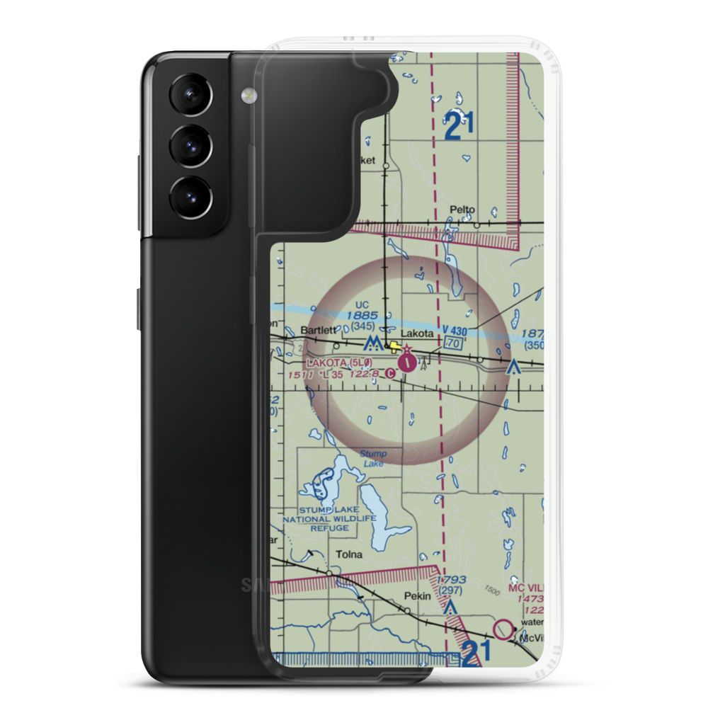 Lakota Municipal Airport (5L0) VFR Sectional Samsung Case Samsung Galaxy S21 Plus model shown