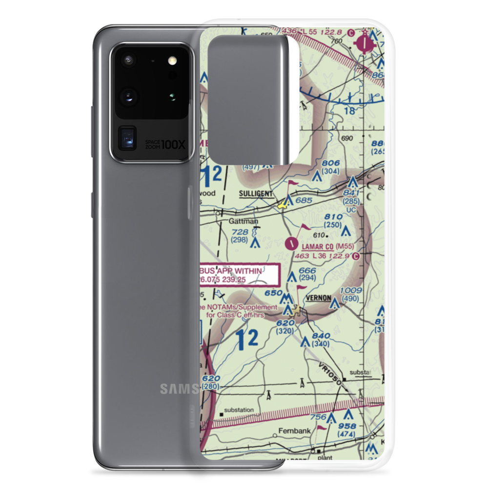 Lamar County Airport (M55) VFR Sectional Samsung Case Samsung Galaxy S20 Ultra model shown