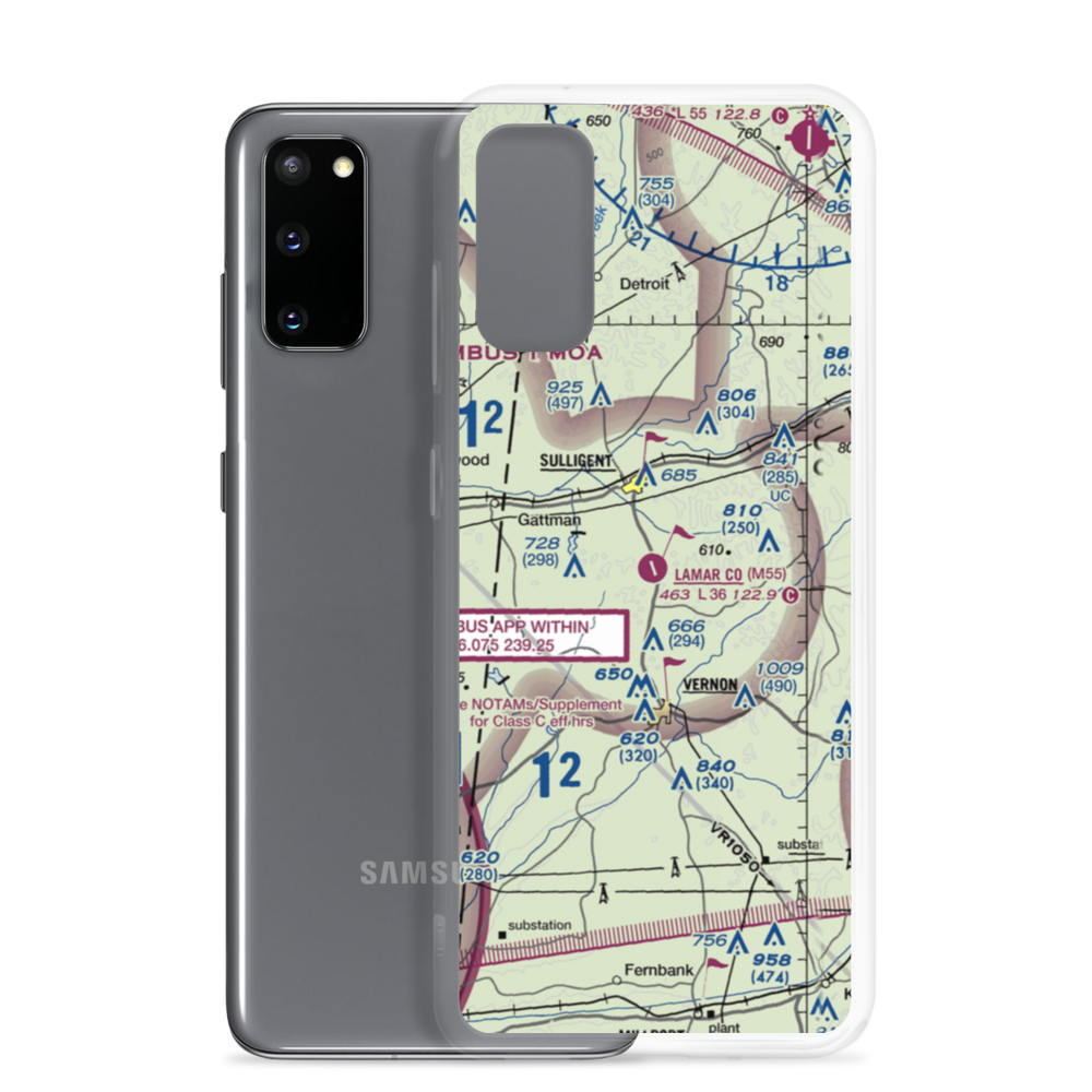 Lamar County Airport (M55) VFR Sectional Samsung Case Samsung Galaxy S20 model shown