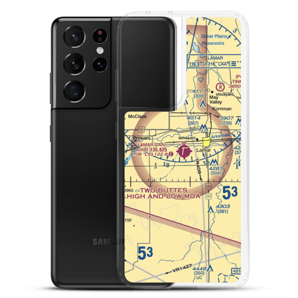 Lamar Municipal Airport (LAA) VFR Sectional Samsung Case Samsung Galaxy S21 Ultra model shown
