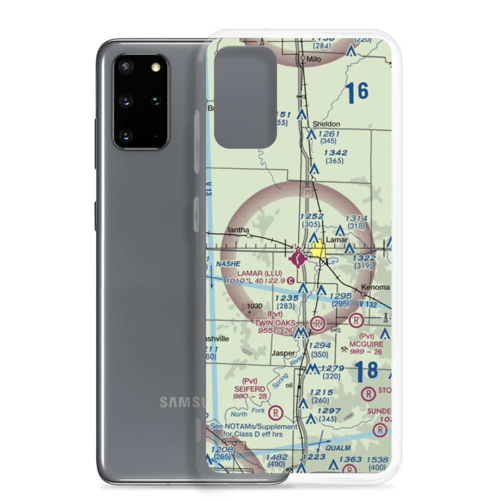 Lamar Municipal Airport (LLU) VFR Sectional Samsung Case Samsung Galaxy S20 Plus model shown