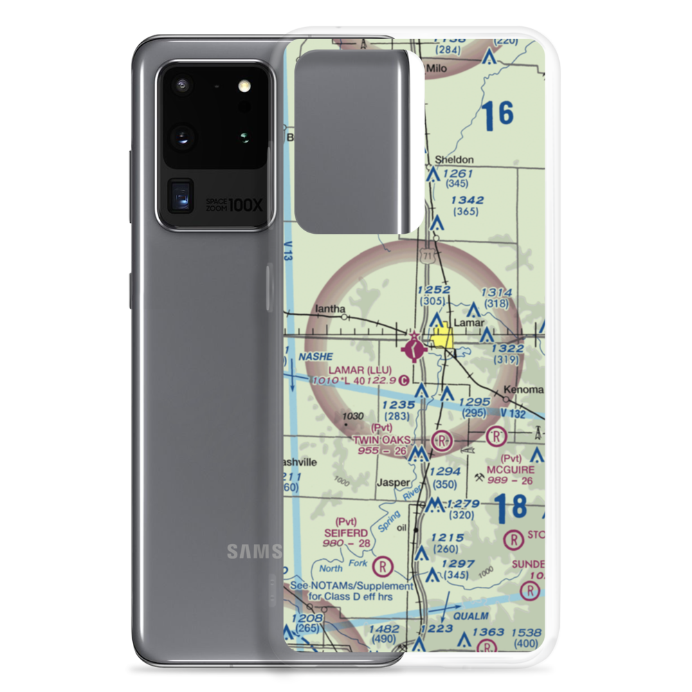 Lamar Municipal Airport (LLU) VFR Sectional Samsung Case Samsung Galaxy S20 Ultra model shown