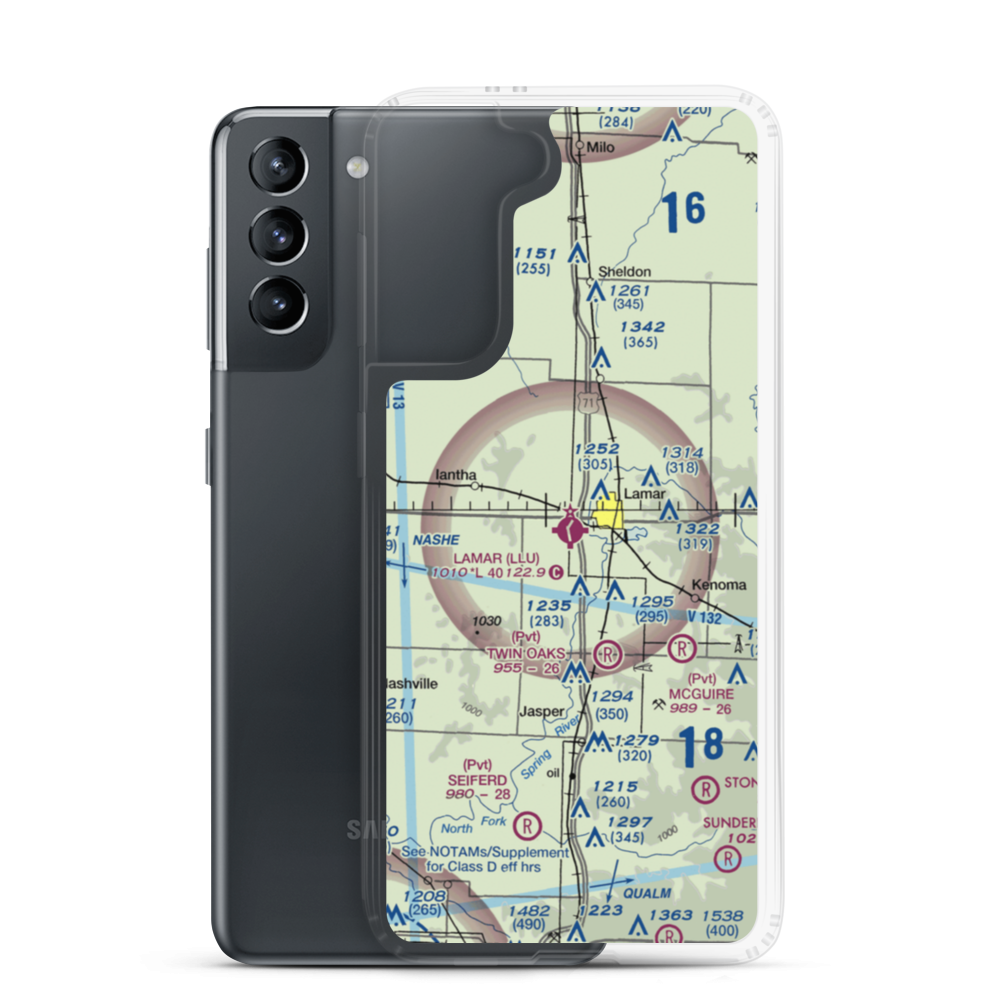 Lamar Municipal Airport (LLU) VFR Sectional Samsung Case Samsung Galaxy S21 model shown