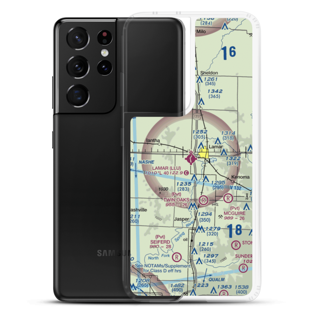 Lamar Municipal Airport (LLU) VFR Sectional Samsung Case Samsung Galaxy S21 Ultra model shown